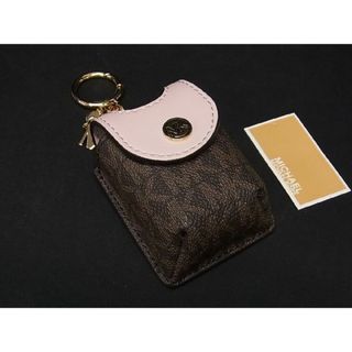 マイケルコース(Michael Kors)の■新品■未使用■ MICHAEL KORS マイケルコース MK柄 PVC×レザー サニタイザーホルダー キーホルダー ブラウン系×ライトピンク系 BF3635(その他)