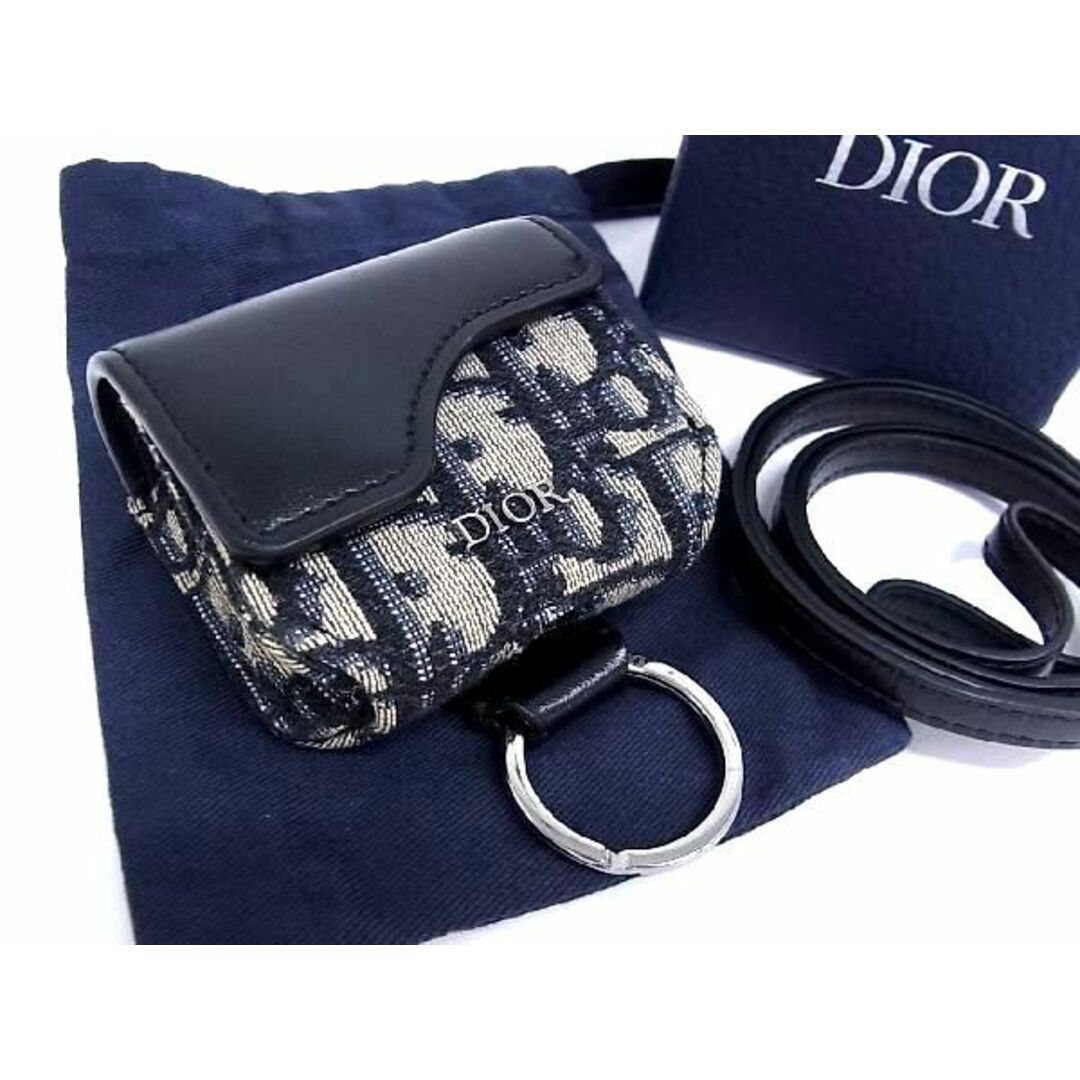 ■極美品■ ChristianDior クリスチャンディオール オブリーク トロッター ジャスパー×レザー AirPods Pro ケース ネイビー系 AP9630