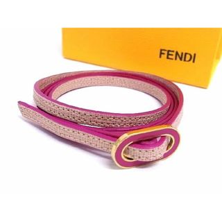 フェンディ(FENDI)の■新品■未使用■ FENDI フェンディ レザー ロング 3連 ブレスレット バングル アクセサリー レディース ピンク系 AP9762 (その他)