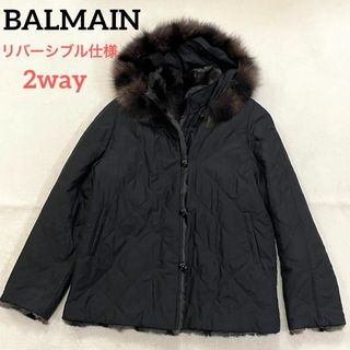 【希少】BALMAIN 2way レザー ラビットファー レザー Lサイズ 黒