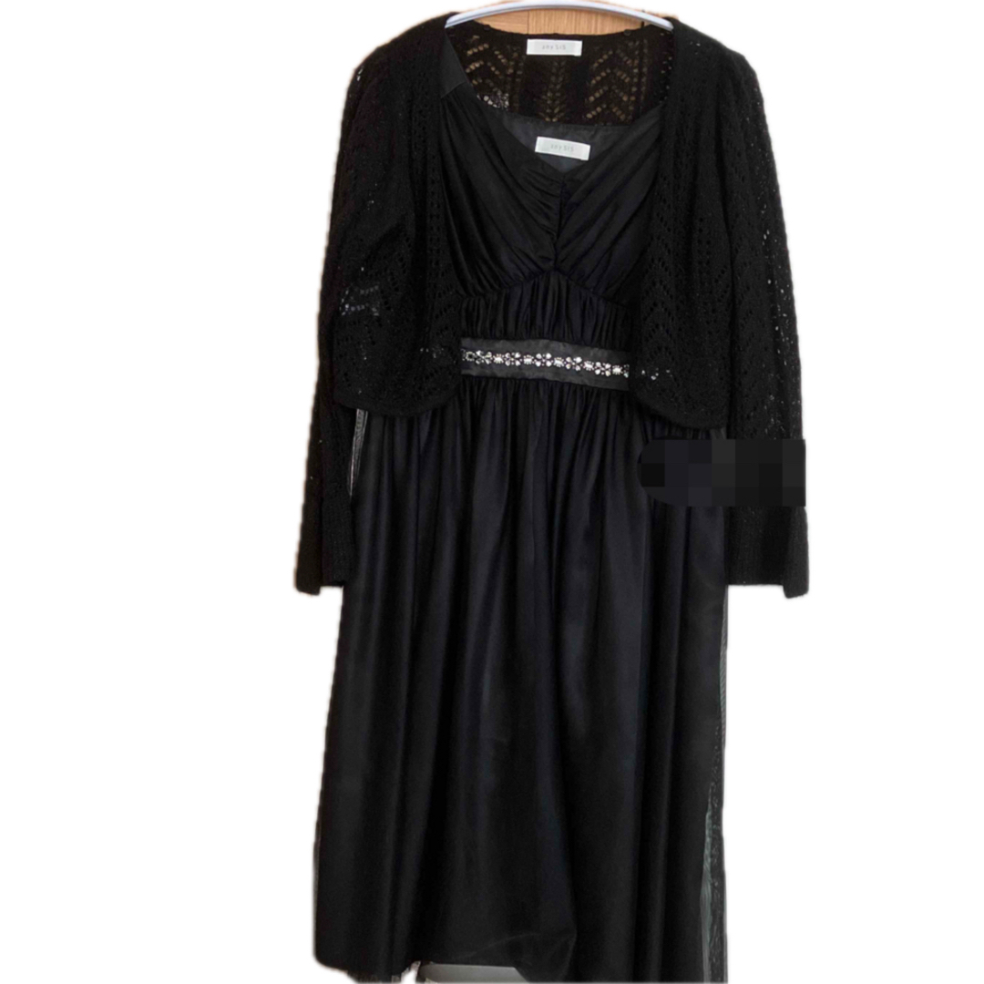 anySiS(エニィスィス)のanySiS カーディガン&ワンピース ドレス 黒 結婚式  レディースのフォーマル/ドレス(ミディアムドレス)の商品写真
