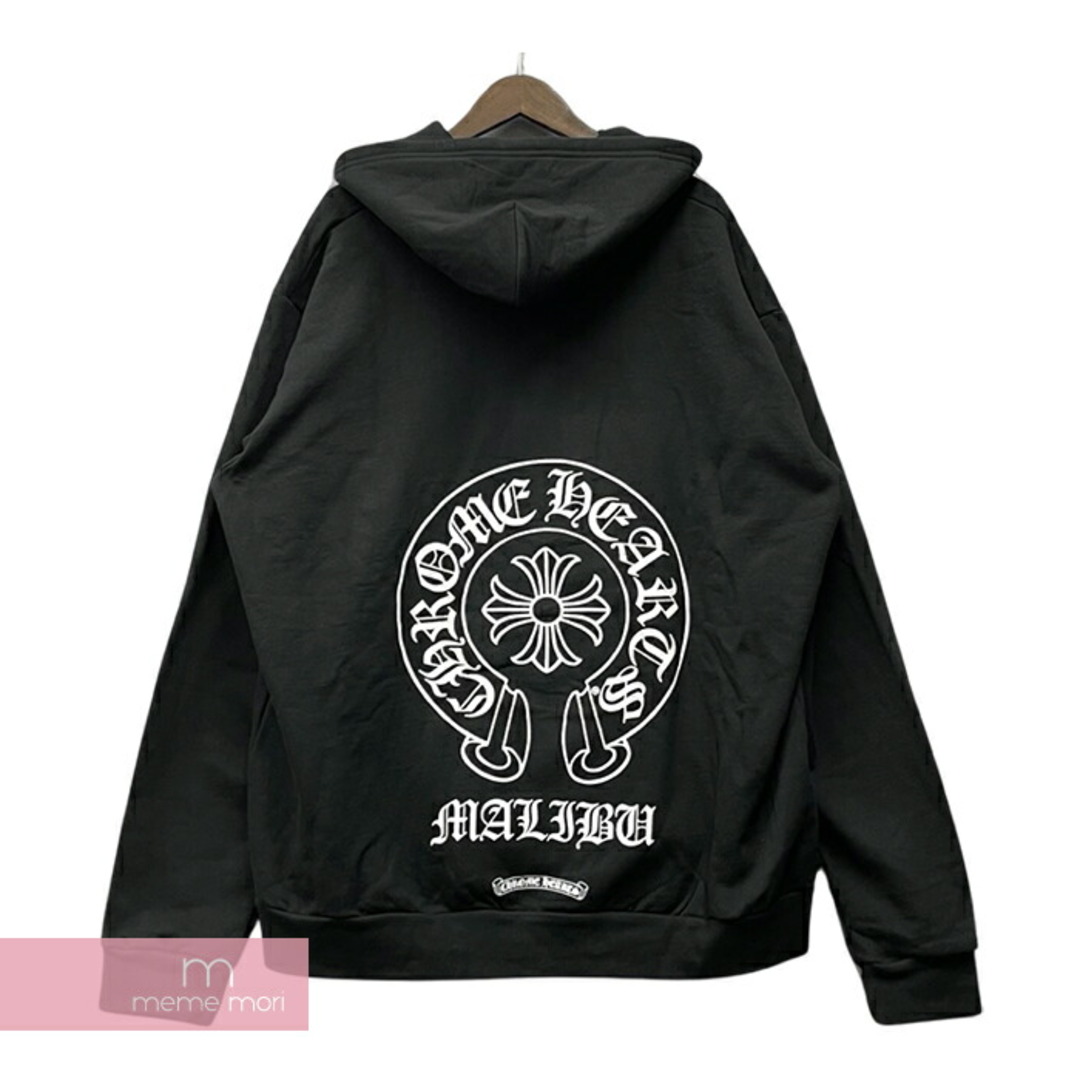 メンズCHROME HEARTS Malibu Horseshoe Zip Up Hoodie クロムハーツ マリブホースシュージップアップフーディ パーカー マリブ限定 ロゴプリント ブラック サイズXXL【231108】【新古品】【me04】