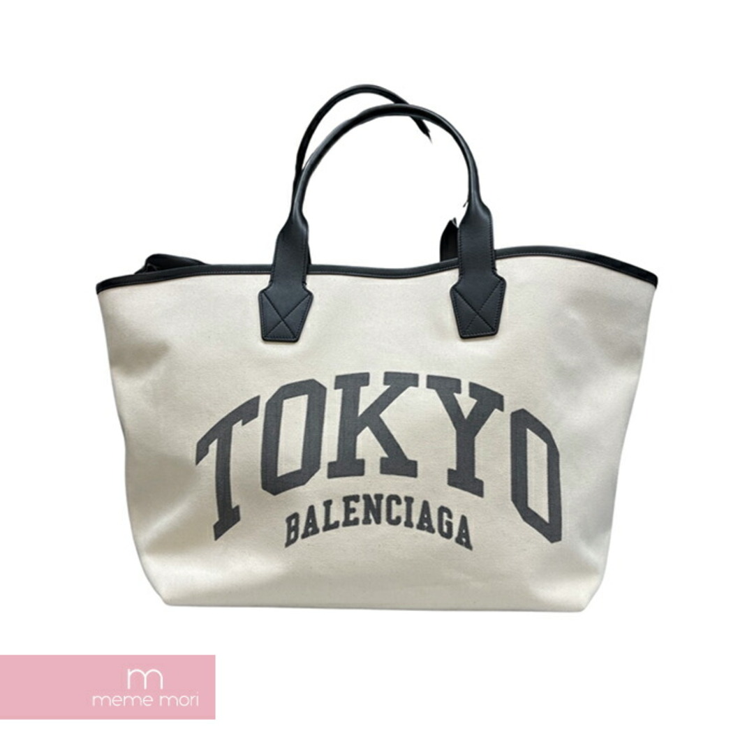 BALENCIAGA 2022AW Cities Tokyo Jumbo Tote L バレンシアガ シティーズトウキョウジャンボラージトートバッグ ハンドバッグ キャンバス レザー切替 東京限定 アイボリー【231108】【-B】【me04】