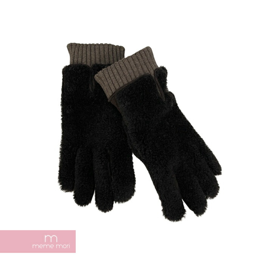 MONCLER Gloves H20913A00005 モンクレール グローブ レザー手袋 ボア切替 ロゴパッチ ダークブラウン サイズL 【231109】【-B】【me04】のサムネイル