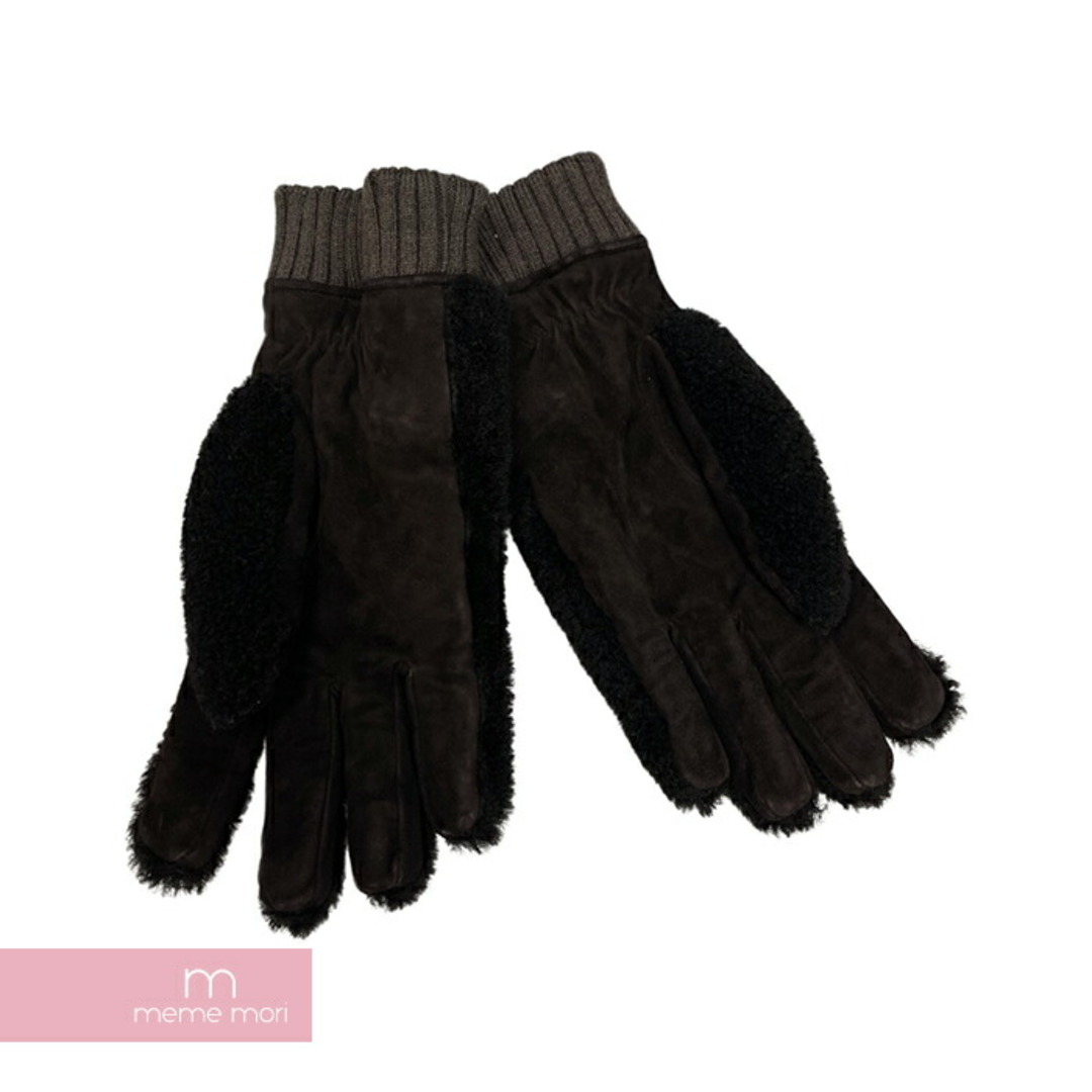 MONCLER(モンクレール)のMONCLER Gloves H20913A00005 モンクレール グローブ レザー手袋 ボア切替 ロゴパッチ ダークブラウン サイズL 【231109】【中古-B】【me04】 メンズのファッション小物(手袋)の商品写真