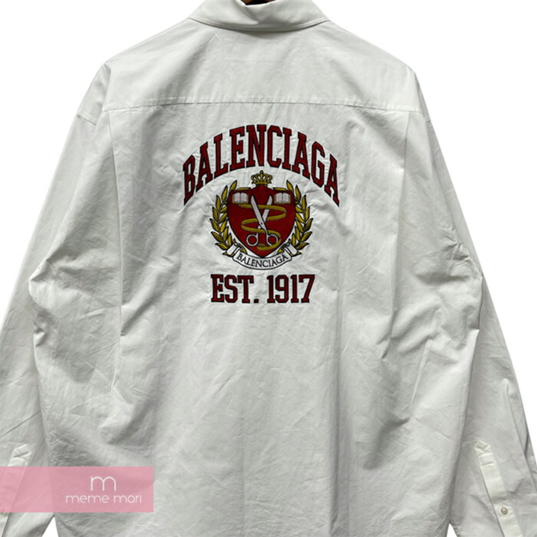 Balenciaga(バレンシアガ)のBALENCIAGA 2022SS College Large Fit Shirt 675607 TYB18 バレンシアガ カレッジラージフィットシャツ ボタンダウン オーバーサイズ 長袖 刺繍 ホワイト サイズ37【231110】【中古-B】【me04】 メンズのトップス(シャツ)の商品写真