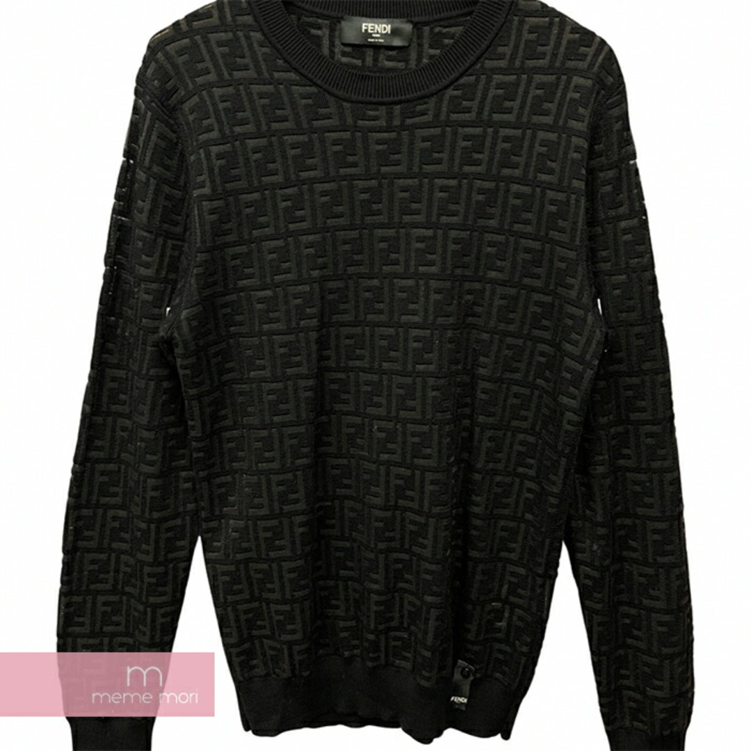 FENDI Sweater FZY063 AAUQ フェンディ セーター ニット 総柄 FFロゴ ズッカ柄 ブラック サイズ44 【231114】【-A】【me04】