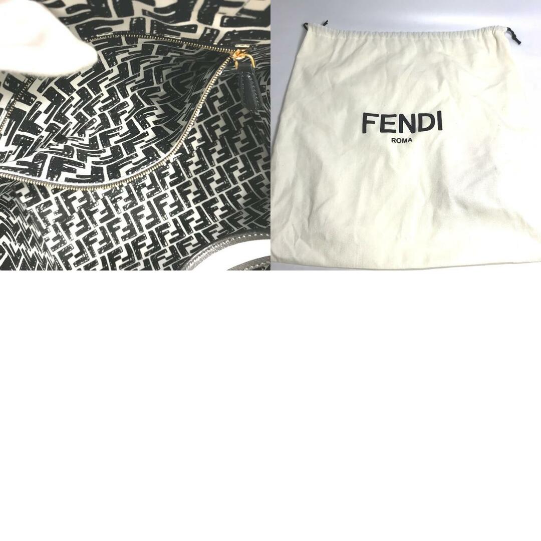 フェンディ FENDI ショッパーバッグ 8BH357 ジョシュア・ヴィーダス Joshua Videsコラボ ショルダーバッグ 肩掛け トートバッグ コーティングキャンバス ホワイト 美品