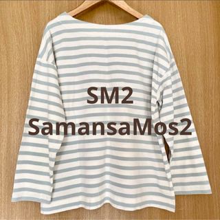 サマンサモスモス(SM2)のサマンサモスモス SM2 水色ボーダー 天竺Tシャツ 長袖 (Tシャツ(長袖/七分))