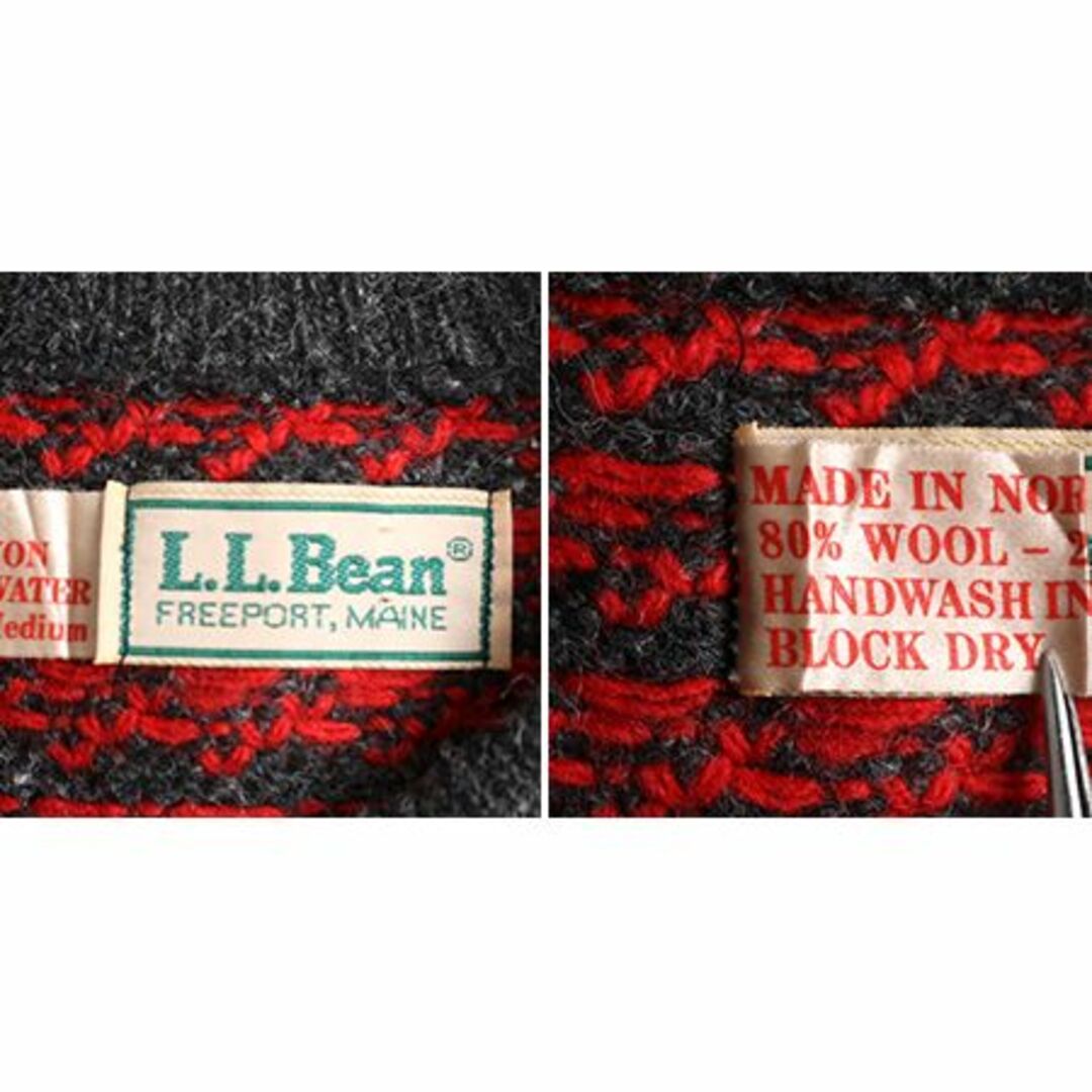 L.L.Bean(エルエルビーン)の80s ノルウェー製 エルエルビーン バーズアイ ウール ニット セーター M レディースのトップス(ニット/セーター)の商品写真