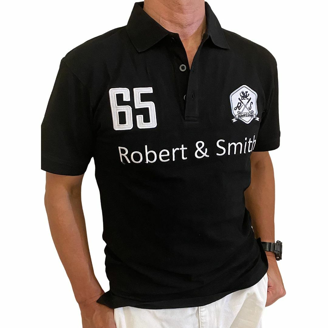 メンズRobert&Smith ポロシャツ メンズ 半袖 ゴルフウェア 定番 100%