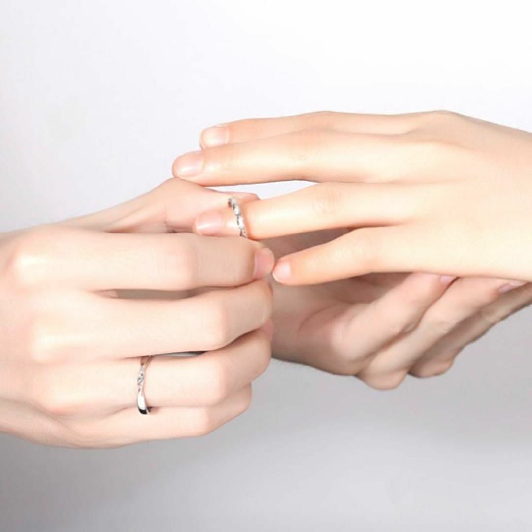 シルバー ペアリング 指輪 カップル プレゼント 記念日 ジュエリー ダイヤ レディースのアクセサリー(リング(指輪))の商品写真