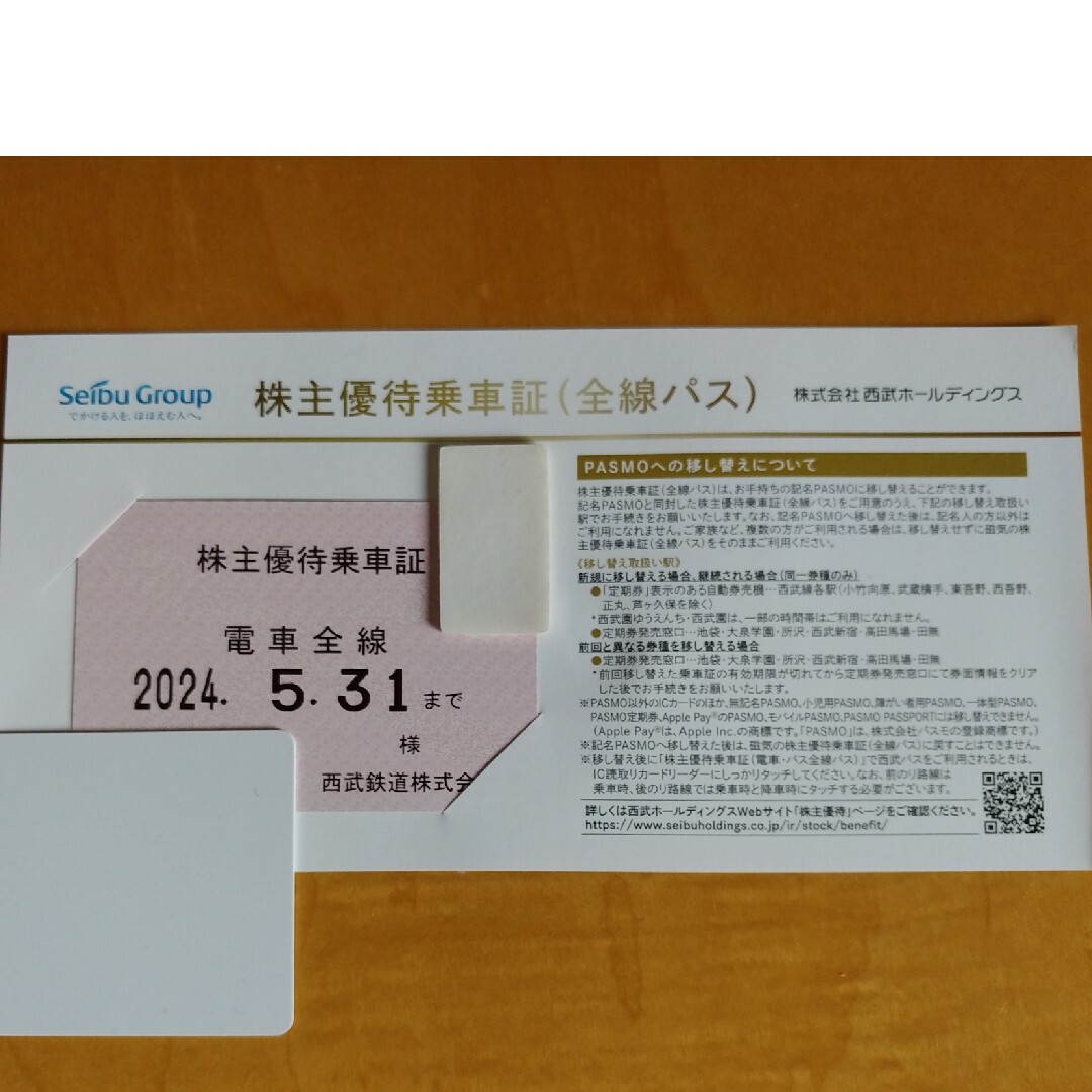 西武鉄道　定期券　株主優待　電車全線　定期　乗車証 | フリマアプリ ラクマ