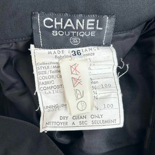 極美品 CHANEL クローバー金ボタン タイトスカート ブラック 36