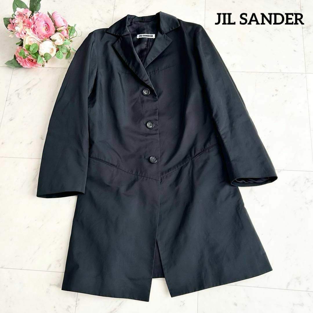 Jil Sander(ジルサンダー)の極美品 JIL SANDER シルク混 サテン ロングジャケット 薄手 36 レディースのジャケット/アウター(テーラードジャケット)の商品写真