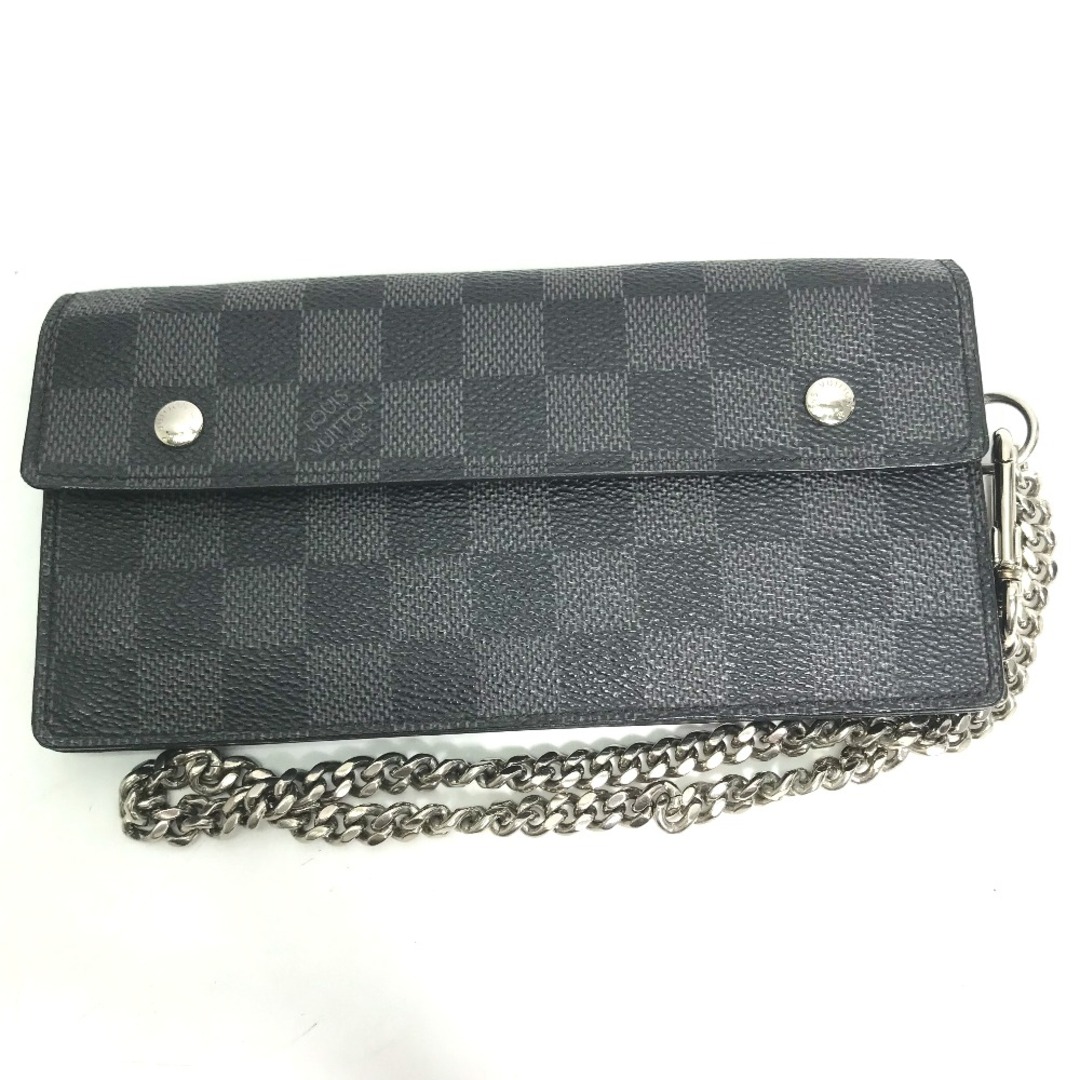 ルイヴィトン LOUIS VUITTON ポルトフォイユ・アコルデオン N60023 ダミエグラフィット チェーン付 長財布 ダミエグラフィットキャンバス ブラック