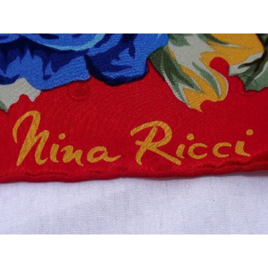 NINA RICCI(ニナリッチ)の■極美品■ NINA RICCI ニナリッチ シルク100％ 総柄 フラワー柄 スカーフ ストール レディース  レッド系×マルチカラー DD2179 レディースのファッション小物(財布)の商品写真