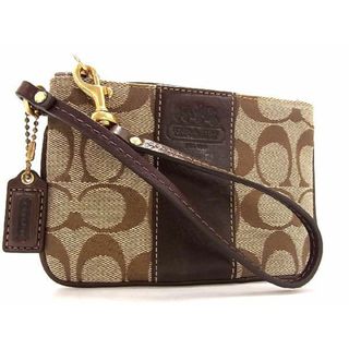 コーチ(COACH)の■美品■ COACH コーチ シグネチャー キャンバス×レザー ポーチ マルチケース レディース ブラウン系 DD1652(ポーチ)