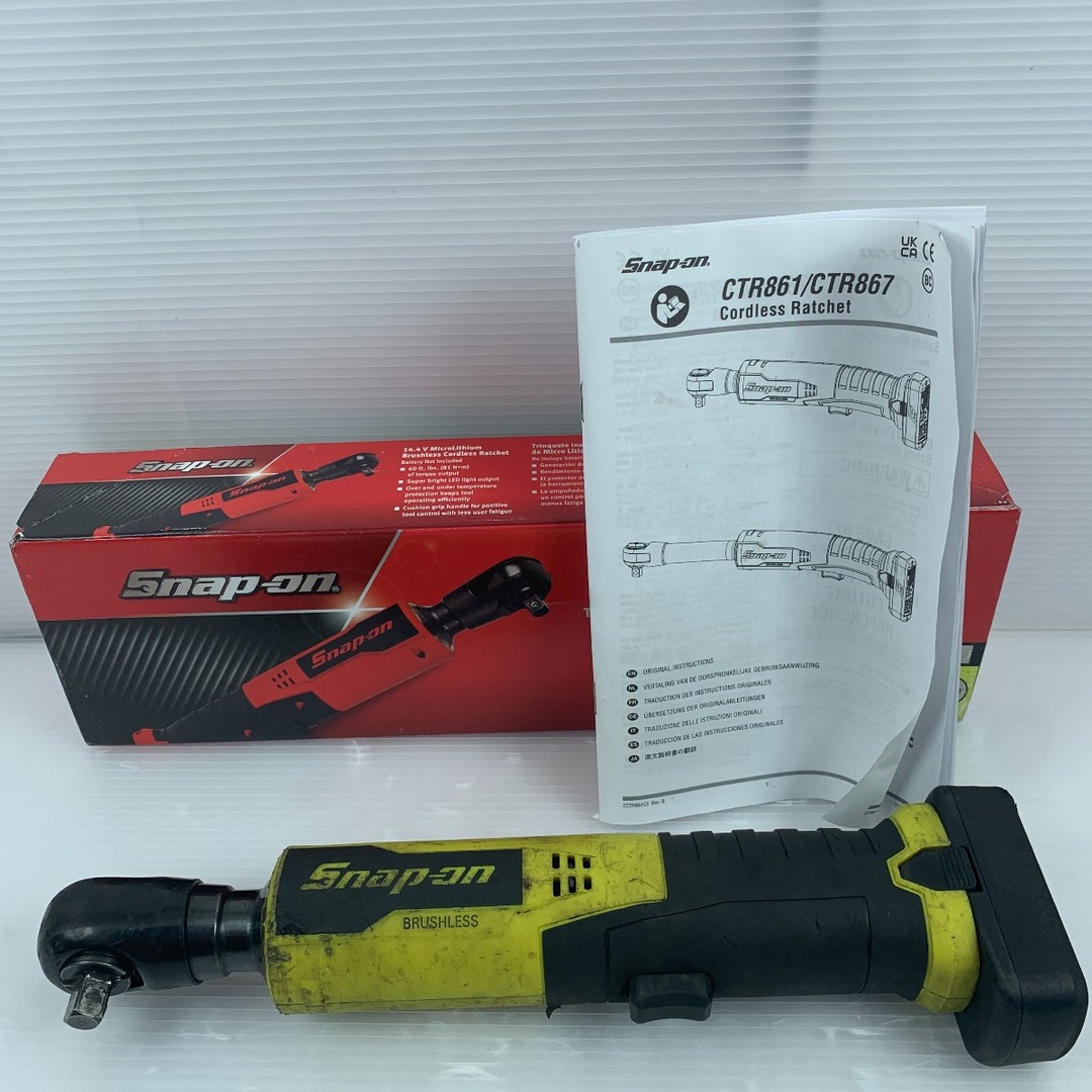 κκSnap-on スナップオン コードレスラチェットレンチ バッテリー付 コードレス式 7.2v  使用感有 CTR861HV イエロー×ブラック