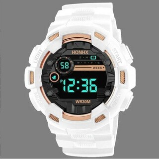 0312 多機能 デジタル腕時計新品 腕時計 白ゴールド(腕時計(デジタル))