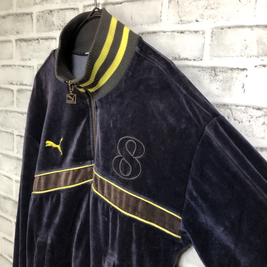 PUMA(プーマ)のPUMA⭐️ブラウンネイビー ベロアトラックジャケット M 刺繍 vintage メンズのトップス(ジャージ)の商品写真