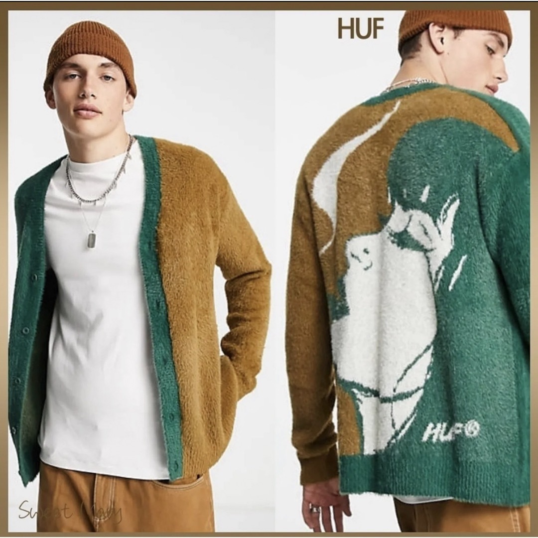 【完売商品】HUF カーディガン　feels good グラフィック　S