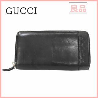 グッチ(Gucci)のマイクログッチシマ ラウンドファスナーレザー　長財布 ブラック　黒　GUCCI(長財布)