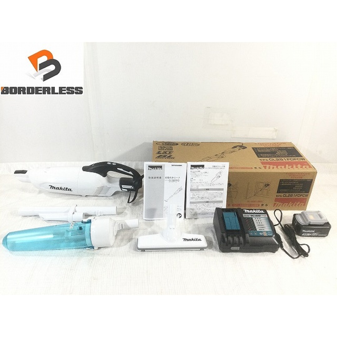 ☆未使用品☆makita マキタ 18V 充電式クリーナー CL281FDFCW バッテリー(18V 3.0Ah) 充電器 サイクロンアタッチメント付 81688工具