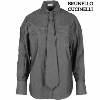 ブルネロクチネリ(BRUNELLO CUCINELLI)の新品同様 BRUNELLO CUCINELLI モニーレ ネクタイコットンシャツ(シャツ/ブラウス(長袖/七分))