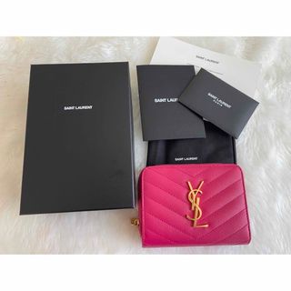 【美品・付属品完備】サンローラン 折り財布 カサンドラロゴ YSL レザー