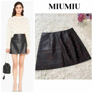 ミュウミュウ スカート 38 パープル系 MIUMIU バックジップ レディース   【230810】