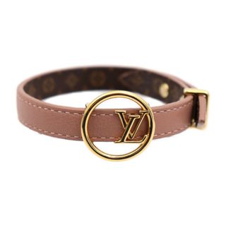 ルイヴィトン(LOUIS VUITTON)のLOUIS VUITTON ルイ ヴィトン モノグラム ブラスレ LVエクリプス ブレスレット M8102F PVC  カーフレザー ピンクベージュ系 ブラウン ゴールド金具 ビトン 17【本物保証】(ブレスレット/バングル)