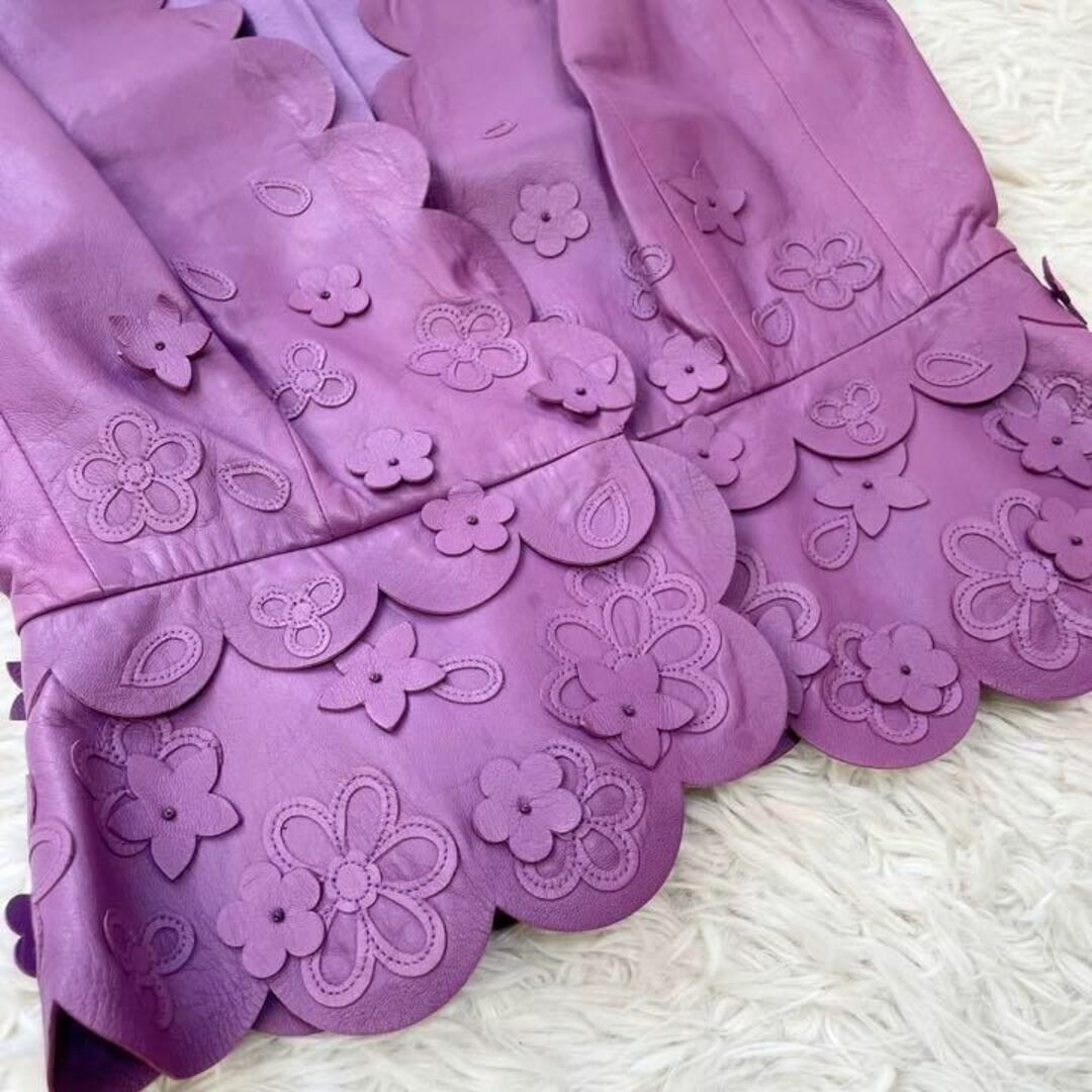 美品 Christian Dior スカラップフリル フラワー ラムレザーベスト