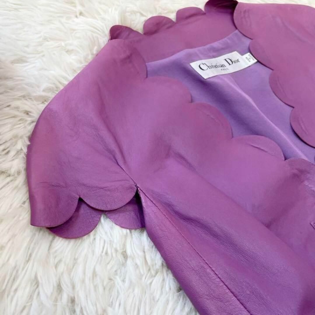 美品 Christian Dior スカラップフリル フラワー ラムレザーベスト