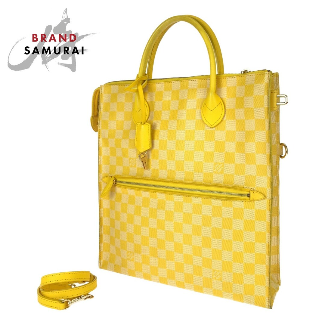 LOUIS VUITTON ルイヴィトン ダミエ モビール ミモザ イエロー 黄 PVC N41305 ショルダーバッグ ハンドバッグ 2way レディース 404013ファスナーポケットx1内側