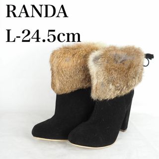 ランダ(RANDA)のRANDA*ランダ*未使用*ショートブーツ*L-24.5cm*黒*B3909(ブーツ)