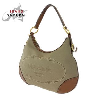 プラダ(PRADA)のPRADA プラダ ジャガード ブラウン 茶  ゴールド金具 キャンバス /レザー ハンドバッグ トートバッグ レディース 403991 【中古】(ハンドバッグ)