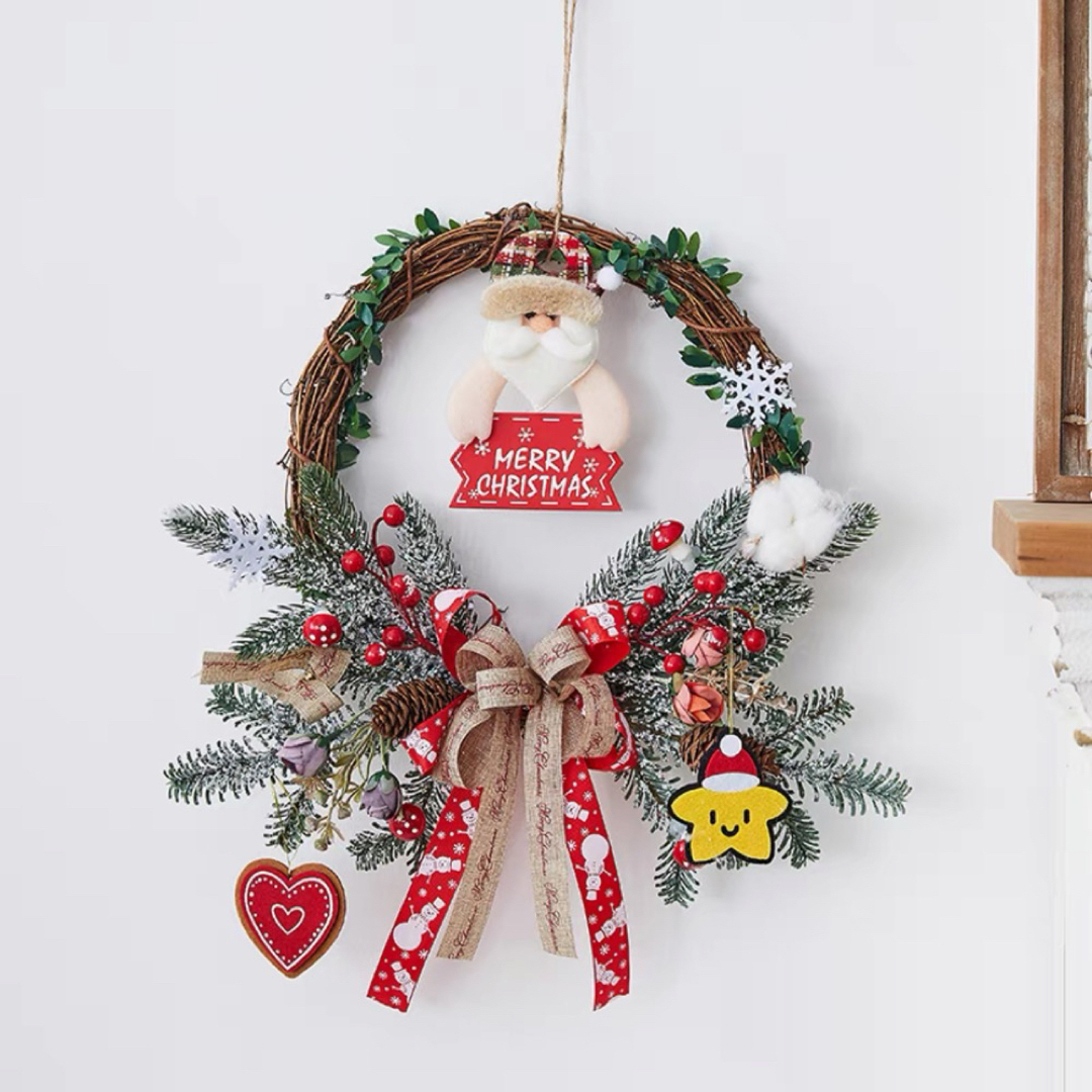 クリスマスリース クリスマススワッグ　 壁飾り 人工造花 デラックスリースフラワー/ガーデン