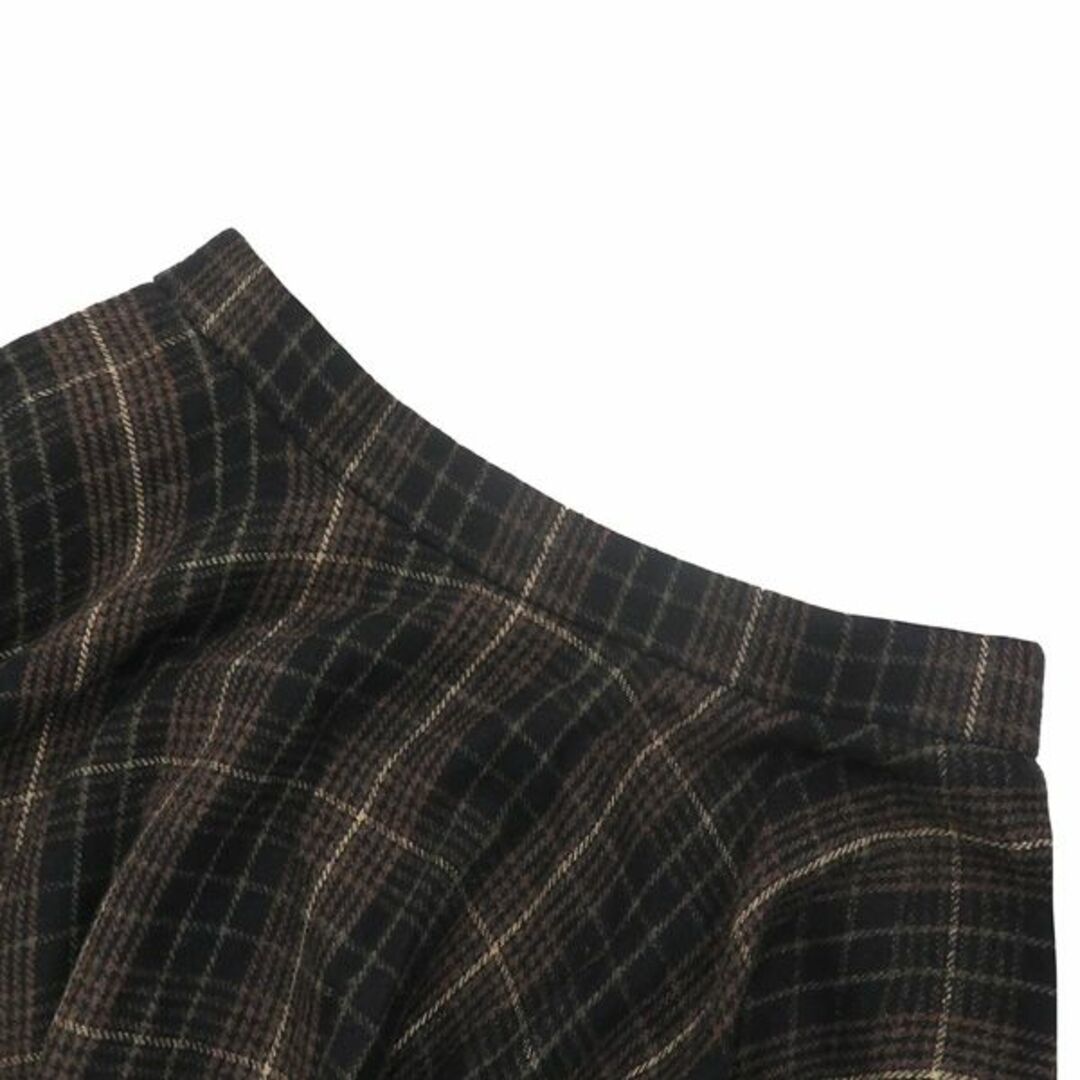 celine(セリーヌ)の美品 CELINE セリーヌ 2021-22AW エディ期 90'S フリュイド チェック ミディ フランネル レザー ベルト ロング フレア スカート 45974 レディースのスカート(ロングスカート)の商品写真