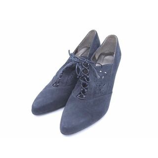 ディオール(Dior)のChristianDior クリスチャンディオール スエード ヒール パンプス サイズ 6 1/2 (約23.5cm) 靴 シューズ ネイビー系 DD4896(スニーカー)