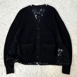 sacai 異素材ドッキング バックプリーツカーディガン　ブラック