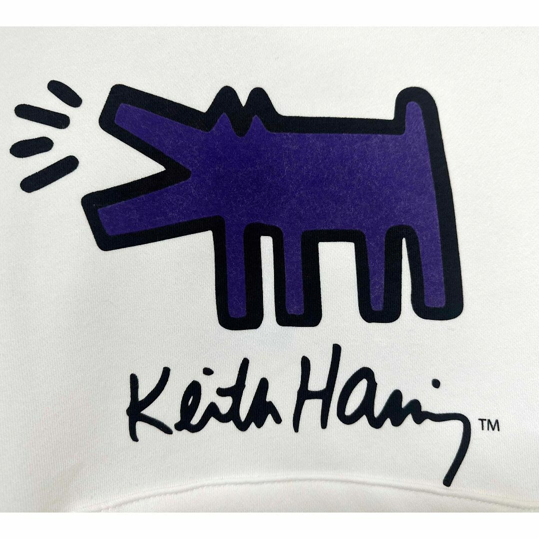 KEITH HARING(キースヘリング)の新品 150 ★ キース ヘリング 裏起毛 パーカー 長袖 ホワイト 10/12 キッズ/ベビー/マタニティのキッズ服男の子用(90cm~)(Tシャツ/カットソー)の商品写真