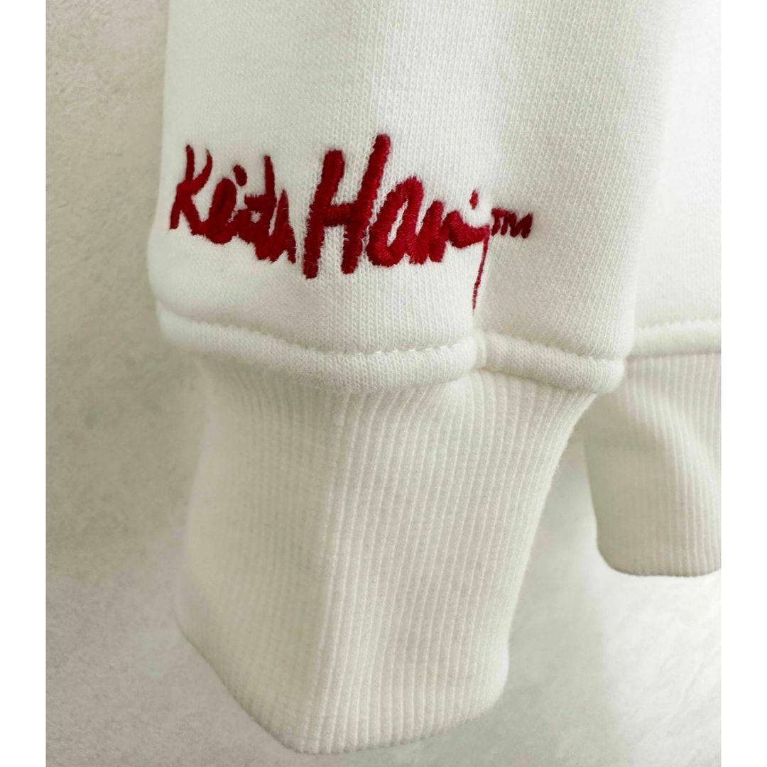 KEITH HARING(キースヘリング)の新品 150 ★ キース ヘリング 裏起毛 パーカー 長袖 ホワイト 10/12 キッズ/ベビー/マタニティのキッズ服男の子用(90cm~)(Tシャツ/カットソー)の商品写真