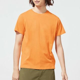 コットンカラーT(半袖) GU オレンジ Tシャツ カットソー 送料無料(Tシャツ/カットソー(半袖/袖なし))