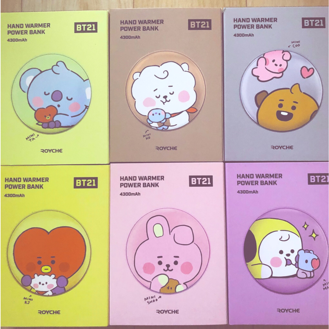 BT21 公式モバイルバッテリー　ハンドウォーマー　6個セット エンタメ/ホビーのおもちゃ/ぬいぐるみ(キャラクターグッズ)の商品写真