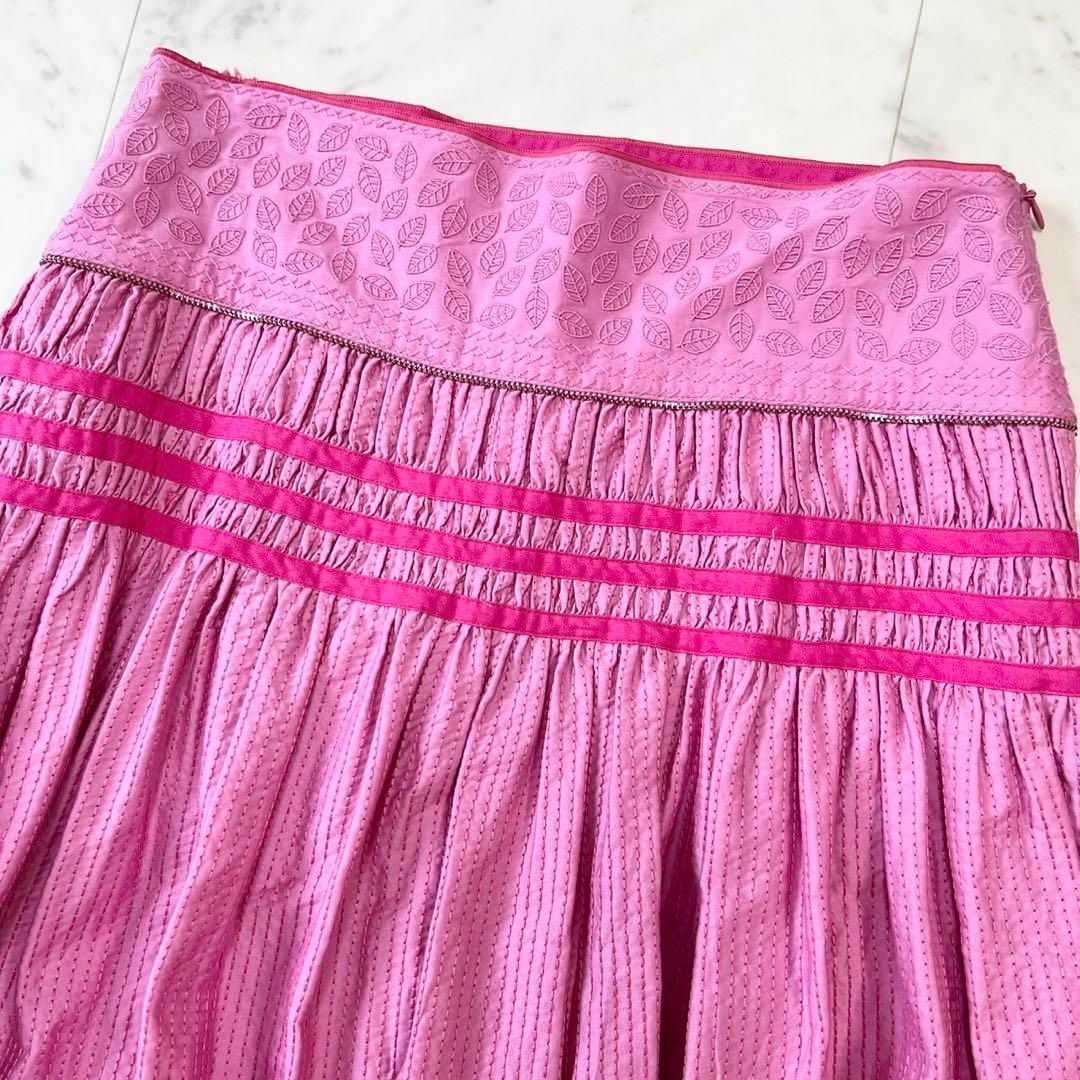 極美品 定価22万 Drawer リーフエンブロイダリー ロングスカート ピンク