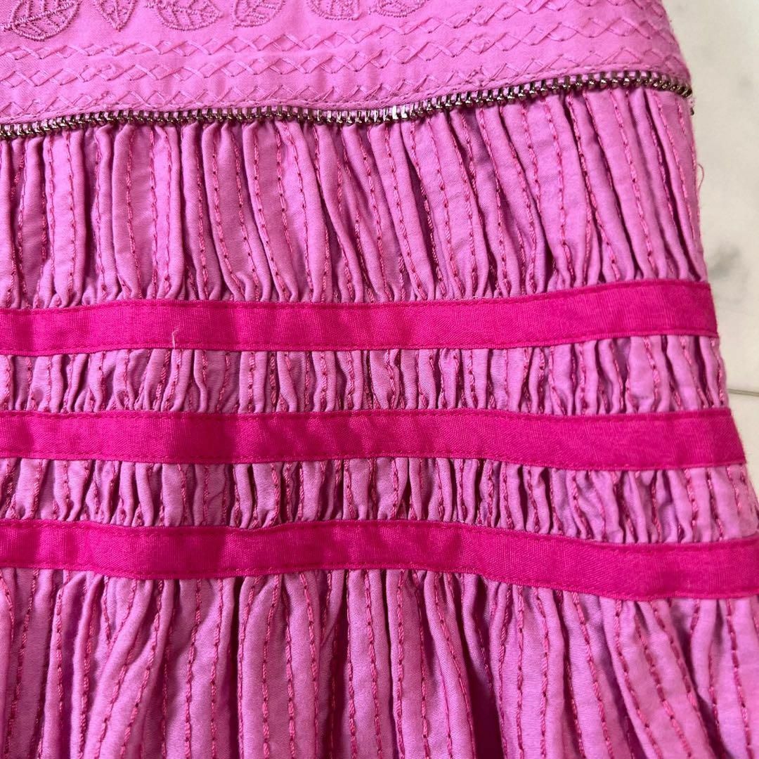 極美品 定価22万 Drawer リーフエンブロイダリー ロングスカート ピンク