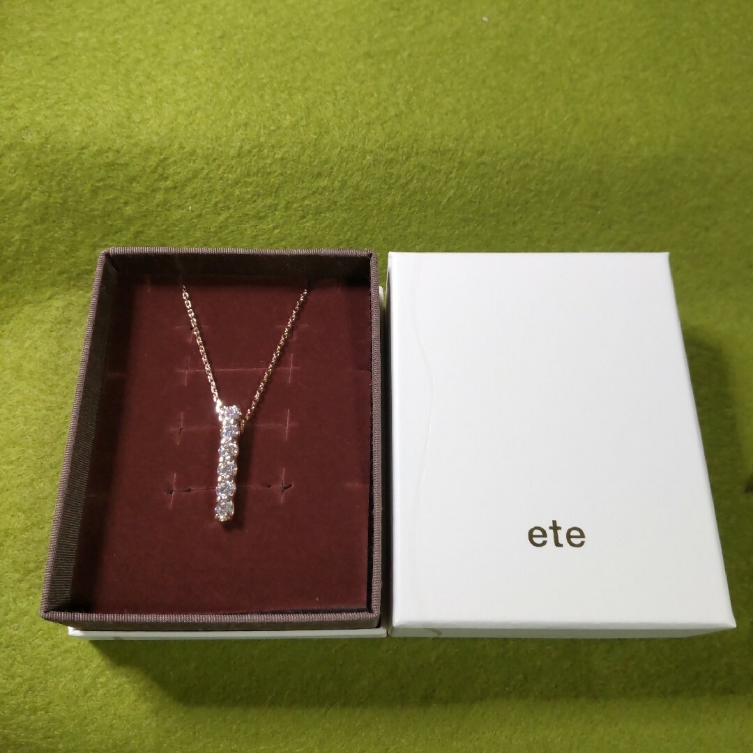 ete - 美品☆エテ ete レイヤー ジルコニア バー ネックレス ピンク