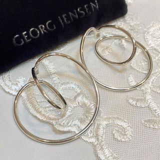 美品☆Georg Jensen ジョージジェンセン 1996 SV925 葡萄 カーネリアン イヤリング/イヤークリップ シルバー 総重量11.83g  箱・保存袋付き