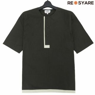 HERMES エルメス Hロゴワンカラーショートスリーブコットンシャツ 半袖Tシャツ 胸ポケット ホワイト